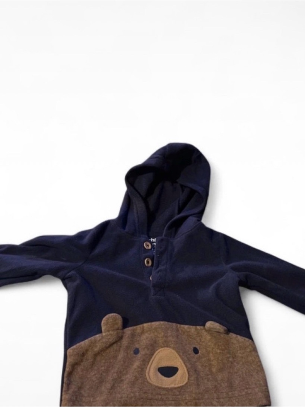 Carter's Navy Hoodie with Brown Bear Pocket